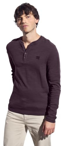 Street One MEN Softes Slub Henleyshirt Bordeaux red L