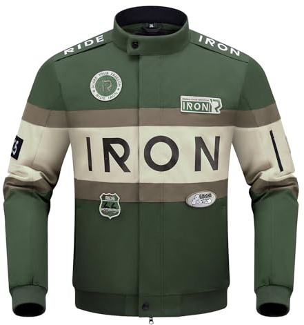 RIDEIRON Motorradjacke Herren mit Protektoren CE – Textil Biker Jacke mit Thermofutter, Stickerei Design, Winddicht Atmungsaktiv, Touring Motorrad Jacke für Frühling Herbst Winter M-XXL