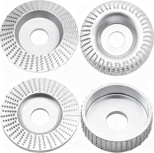 Frässcheibe für Winkelschleifer Holz 115/125mm Winkelschleifer Mit 7/8 Zoll(22 mm) Holz Schleifscheibe Schleifscheiben zum Formen, SchleifenundSchneiden (4PCS-Sliver)