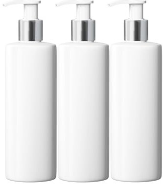 500ml Dispenser Pump Bottle White PET Plastic Bottle Silver/White Lotion Pump Mrs Hinch Customisable DIY Refillable Bathroom Hand Lotion Soap Bottle (3)