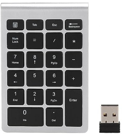 Agatige Pavé Numérique sans Fil Portable 2,4G avec Récepteur USB, Mini Clavier Numérique à 22 Touches pour Ordinateur de Bureau Ordinateur Portable Entrée de Données de Raccourci PC (Noir)