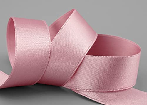 finemark 3 m x 25 mm Satinband ROSA Altrosa (021) doppelseitiges Schleifenband aus Satin ohne Draht weich und glänzend Geschenkband Deko Band Double face Dekoband Dekorieren Basteln
