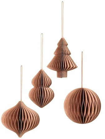 Broste Copenhagen Christmas Mix Papierhänger Indian Tan, Set bestehend aus 4 Aufhängern, 70090516