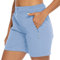 donhobo Women's Outdoor Golf Shorts, Ladies Walking Summer Cargo Shorts Lightweight Quick Dry Waterproof Stretch Shorts Trousers with Zipped Pockets Light Blue L
