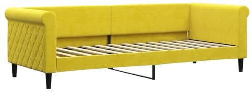 vidaXL Tagesbett, Gästebett 2-in-1, Sofabett Schlafsofa für Schlafzimmer Wohnzimmer, Bettsofa Sofa, Modernes Design, Gelb 80x200cm Samt