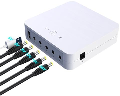 RGTTOTG Mini UPS Uninterrupted Power Supply 8000mAh 28Wh Lithium ion Backup Battery with DC 24V 15V 12V/9V/5V Output for Wireless Router, Modem, LED Light, CCTV Camera, Smartphone More Support Solar