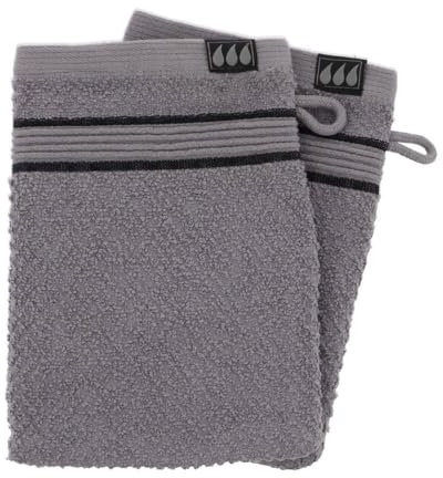 TENDANCE - Set de 2 Gants de Toilette 15x21 cm 100% Coton - Gris Noir