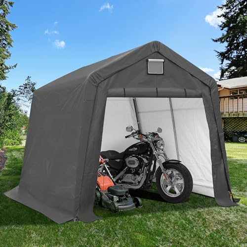 Raysfung 10' x 10' Outdoor Storage Shelter Shed, Portable Storage Shed Heavy Duty Portable Garage with Roll-up Zipper Door for Generator, Vehicles,Motorcycle