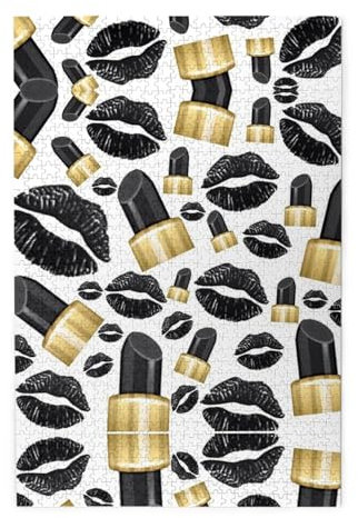 Cool Black Lips Print Premium Wooden Jigsaw Puzzle - 1000 Pieces - Plastic Box Packaging