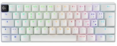 Logitech G PRO X 60 LIGHTSPEED, Tastiera Gaming Wireless, Tastiera Meccanica 60% Ultra Compatta TKL, LIGHTSYNC RGB, Copritasti in PBT Bicomponente, Tattili Optical, Windows PC QWERTY US INTL - Bianco