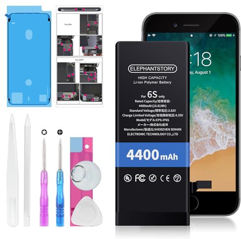 Batterie pour iPhone 6S 4400mah Interne Li-ION Remplacement de la Batterie A1633 A1688 A1700 Batterie avec boîte à Outils et kit de réparation Instructions de Remplacement de la Batterie