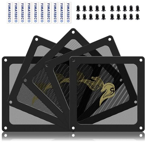 YIMATEECO 90mm Fan Dust Filter PC for Computer Cooler/PSU/Routers PVC Dustproof Magnetic Dust Filter Cover, PC Case Cover Fan Grills Mesh Filter (PVC Gentleman, 90 * 90mm, 5pcs, Black)