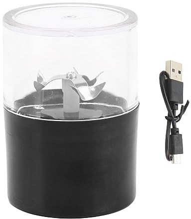 Verdant Touch Electric Spice Grinder Electric Spice Grinder Stainless Steel Blade USB Rechargeable Portable Crusher Grinder Cracker for Spice Herb Cigarette Black
