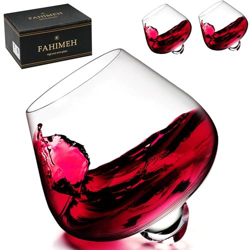 FAHIMEH Rum GläSer, Rotating Whisky Cognac Whiskey GläSer Ohne Stiel Wackelgläser Tasting Weinglas Kristall Tumbler Likörgläser Gin Glas, Personalisiert Männer Geschenke 2er set, 200ml