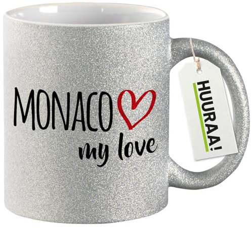 Huuraa Glitzertasse Monaco my love Geschenk