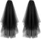 UILYNIU 2 Stück Schleier Braut Hochzeitsschleier Hochzeit Kurzer Schleier Brautschleier Schwarz Halloween Schleier Spitze Hexe Cosplay mit Kamm für JGA Hochzeit Zubehör Schleier