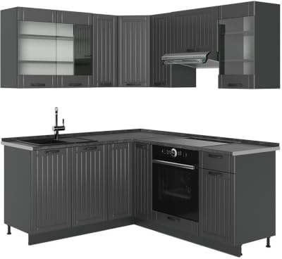 Vicco Eckküche Fame-Line, Dunkelgrau/Anthrazit, 190 x 160 cm