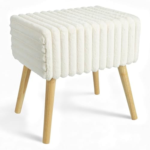 Zedelmaier Sitzhocker Hocker Fußhocker Schminktisch Hocker Kunstfell Beige