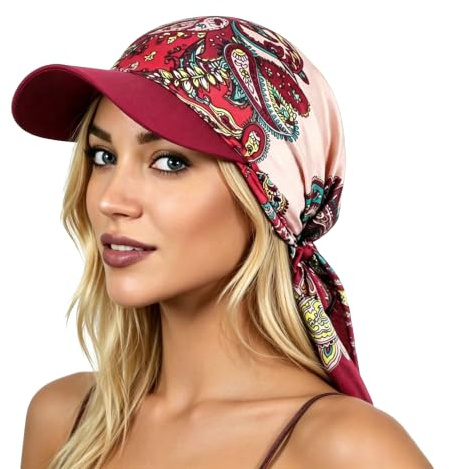 CHENNAN Mütze mit Kopftuch für Damen Kopftuch mit Krempenvisier | Kopftuchmütze mit Krempe, verstellbare Rückenbindung, UV-Schutz, für Sonnenschutz und Kopfbedeckungen im Sommer im Freien