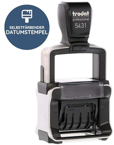 stempel-fabrik – Trodat Professional 5431 Datumsstempel mit Wunschtext personalisieren – Selbstfärbestempel zur korrekten Beschriftung von Dokumenten, Belegen, Rechnungen & Co (41 x 24 mm | 2 Zeilen)