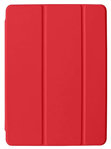 DuraSafe - Funda para iPad Air 2 Gen 2014 de 9,7 pulgadas [A1566 A1567 ] Tri Fold Smart Cover con parte trasera translúcida, apagado y encendido automático, color rojo