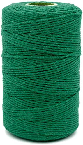 jijAcraft Ficelle de Coton Verte, ficelle de Coton de 200 mètres, ficelle de Noël Verte, ficelle Verte de 2 mm pour emballage/emballage de cadeaux