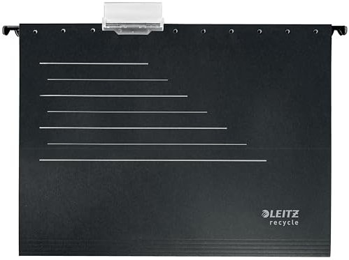 Leitz Alpha Hängemappe, A4 Format, 100% recyclebar, Umweltfreundlich, Recycle-Serie, Schwarz/Grau, 19210095