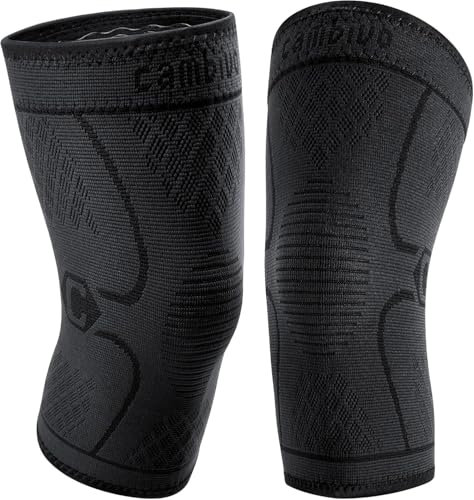 CAMBIVO Knee Support Men/Women 2 Pack, Knee Brace Compression Knee Sleeves for Running, Gym, Weight Lifting, Hiking, Walking, Sports, Volleyball (Black, S)