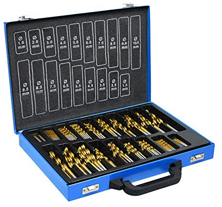 UISEBRT Juego de brocas de metal de 170 piezas – Juego profesional de brocas de titanio, juego de brocas de piedra, metal y plástico DIN 338, HSS Cobalt