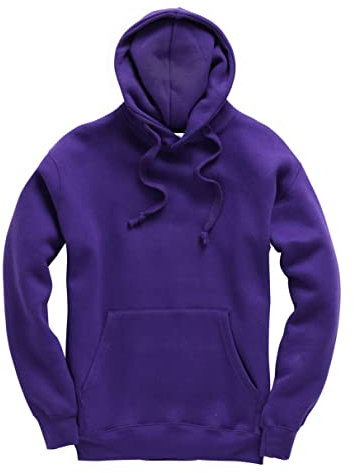 New Spirit Original Mens Womens Unisex Soft Fleece Hoodie - Drawstrings and Pouch Pocket - Comfy Cozy Hooded Sweatshirt - Perfect for Casual Work Wear, Gym - 80% Cotton 20% Polyester PUR M Purple