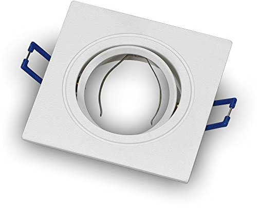 Kwazar Luminaire Einbaurahmen GU10 Fassung LED Einbauspot Eckig Einbaustrahler Schwenkbar Einbauleuchte max 50W 230V Deckenspot RIK.13 weiss