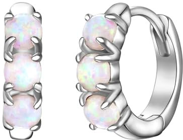 Glanzstücke München Damen Creolen 925/- Sterling Silber rhodiniert Opal (synth.) weiß Silberohrcreolen