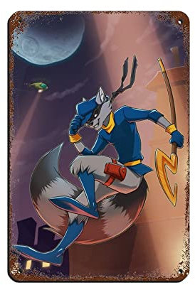 RIELLI Sly Cooper Thieves in Time Spiel 12 Blechschild Vintage Metall Pub Club Cafe Bar Home Wandkunst Dekoration Poster Retro 20 x 30 cm