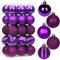 30 pcs Christmas Baubles Xmas Ball Ornaments with Strings, 50mm/2.0 Purple Shatterproof Plastic Hanging Decorations, Christmas Tree Pendants for Home Party Wedding Holiday