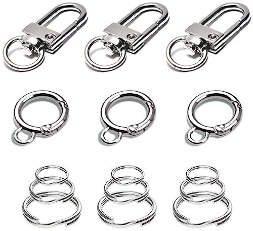 Hundemarken-Clips für Halsband, mit 15 austauschbaren Hundemarken-Ring-Clips, Erkennungsmarke, Schnell-Clip-Clips für Haustierhalsband, Schlüsselanhänger, Zubehör, 6 Sets (silberfarben)