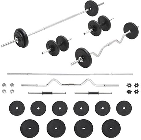 Langhantel und Kurzhantel Set 30 kg, Artikelfarbe schwarz