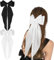 WLLHYF 2 Stück Haarspangen mit großer Schleife weicher seidiger Satin-Haarspange langer Schwanz französisches Band Haarnadeln 90er-Jahre Bowknot-Clips für Party Weihnachten Frauen (Schwarz+Weiß)