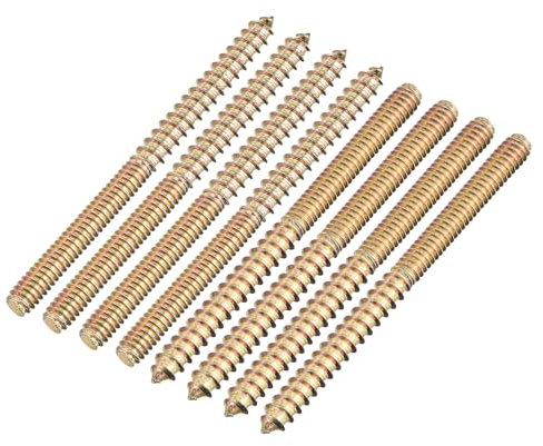 sourcing map 1/4-20x3-1/4 Hanger Bolts, 8pcs Double Ended Screws Wood Dowel Screw for Furniture