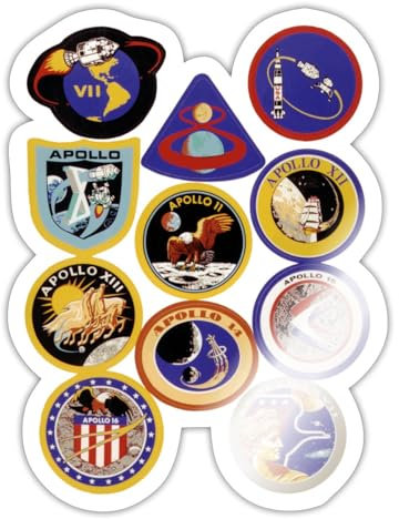 Spreadshirt NASA Apollo Mission Abzeichen Sticker, max. 10 x 10 cm, 10 x 10 cm, Weiß glänzend