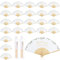 Namalu 20 Pcs Thank You Wedding Fans for Guests Folding Paper Handheld Fans with Organza Bags Wedding Party Favor Gifts for Guest DIY Wall Decoration, Eucalyptus Leaf