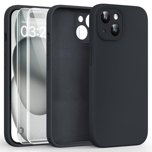 HATOSHI für iPhone 15 Hülle, Silikon Anti-Rutsch Kratzfestes Stoßfest Handyhülle für iPhone 15 Schutzhüll, Schwarz