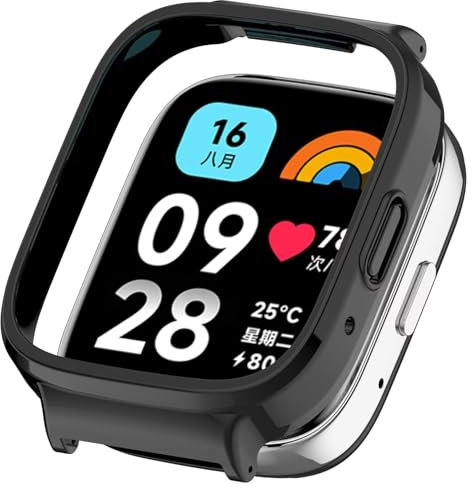 FTRONGRT Case Compatible with Xiaomi Redmi Watch 3 Active, Shock Resistant, PC Watch Dial Protective Case Compatible with Xiaomi Redmi Watch 3 Active Smartwatch. Black