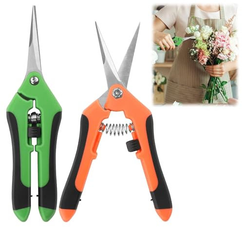 2 Pezzi Piccole Forbici Potatura Inossidabile da Giardinaggio, Professionali Forbice Cesoie per Bonsai, Forbici Idroponiche Multiuso e Ergonomiche, per Piante, Fiori, Rami, Bonsai, Verdura, Frutta