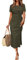 Newshows Summer Dresses for Women UK Casual Long Maxi Dress Tie Waist Elegant T Shirt Sundress with Split Army Green,S