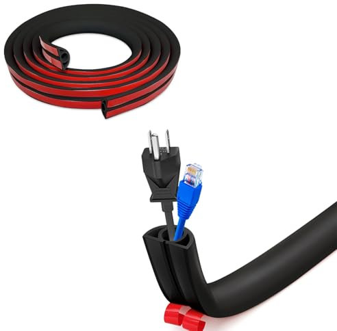 FEADBYT Cable Cover, Self Adhesive Floor Cable Wire Cover, Half Round, 20mm x 300cm, Black