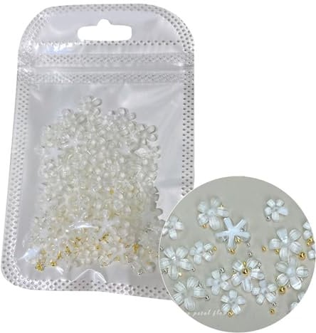 3D Flower Nails Art White Flower Resin Manicure Supplies Nails Art Decorations For Women