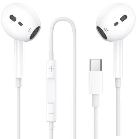 USBC Earphones, Samsung Headphones Wired, USB C In Ear Hi-Fi Stereo Earbuds with Microphone Type C Earphone Compatible for Samsung Galaxy S25 S24 S23 S22 S21 Ultra/Plus A55, iPhone 15/16 Plus Pro Max