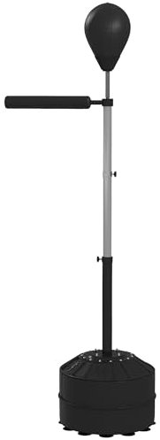 SPORTNOW Sac de Frappe sur Pied Punching Ball sur Pied réglable en Hauteur 160-205 cm, Pompe Inclus, Base de lestage de Sable ou Eau, pour Adolescents et débutants, Noir