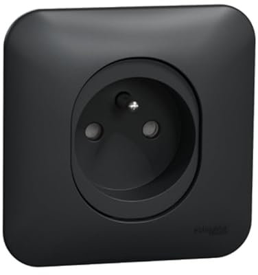 Schneider Electric - Prise 2P+T 16A anthracite complete avec support et plaque bornes auto Vis/Griffe Ovalis