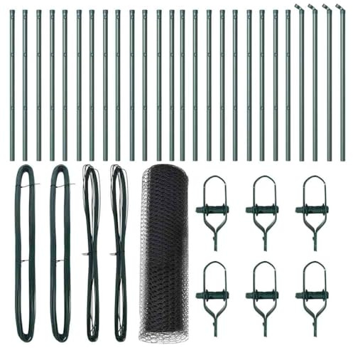 vidaXL Fence with Posts Grey 0.5 x 50 m PVC-Coated Steel, Garden and Terrace, Durable Yard Divider, Outdoor Fence, Lawn Enclosure, Boundary Solution, Panel for Safety